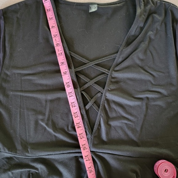 Shein‎ Curve Peplum Top Criss Cross V Neck Mesh Sleeve Plus Size 4XL - Picture 5 of 7